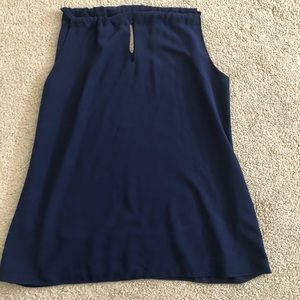 Navy keyhole sleeveless top